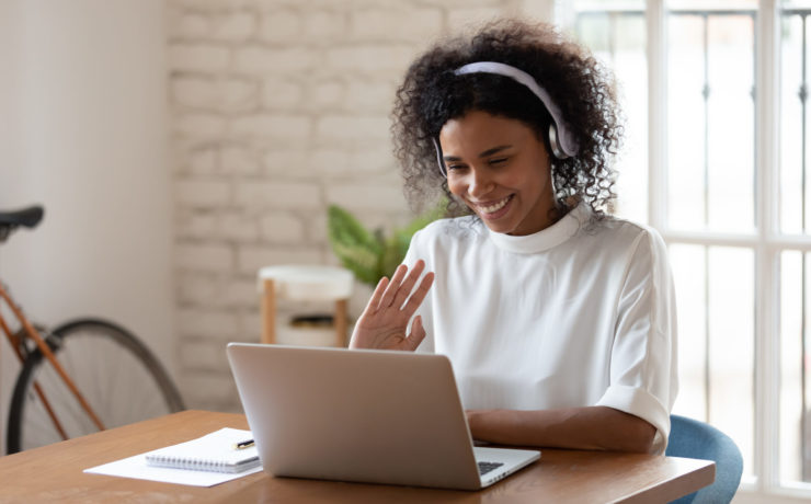 Woman on video call